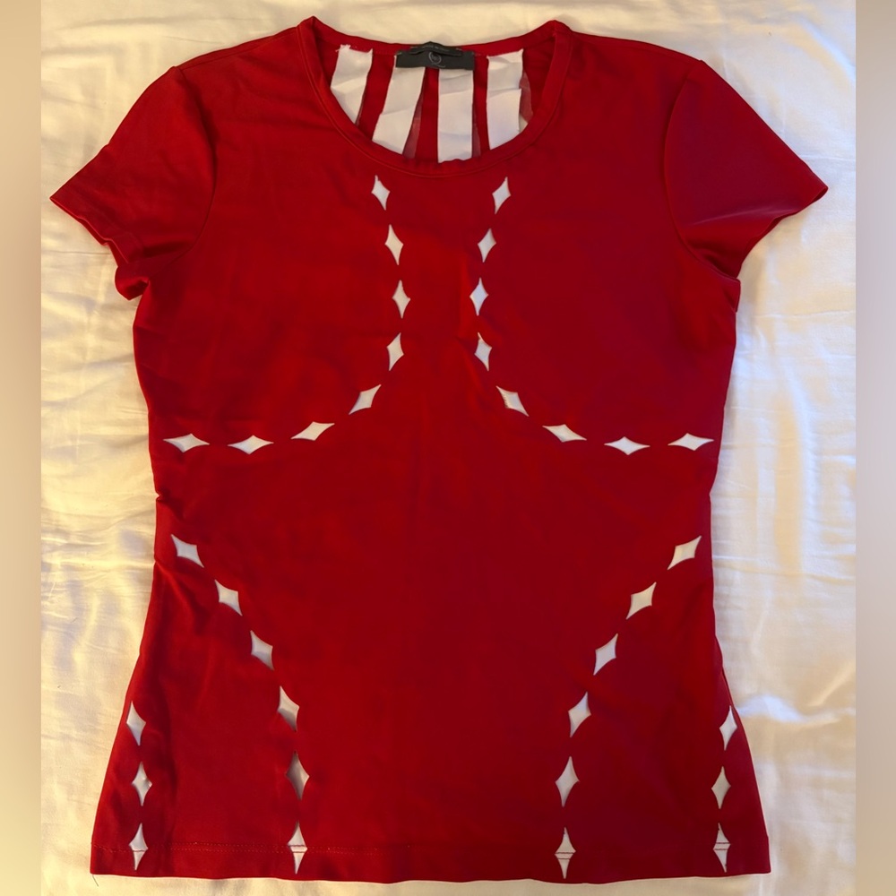 McQ by Alexander McQueen Red Cutout Top